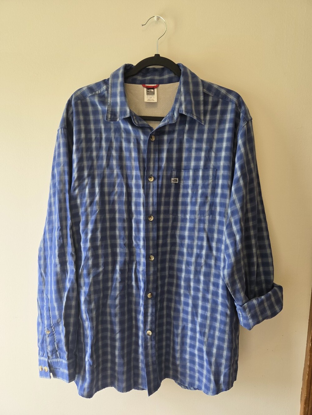 The North Face Blue Plaid Long-Sleeve Button-Down Shirt